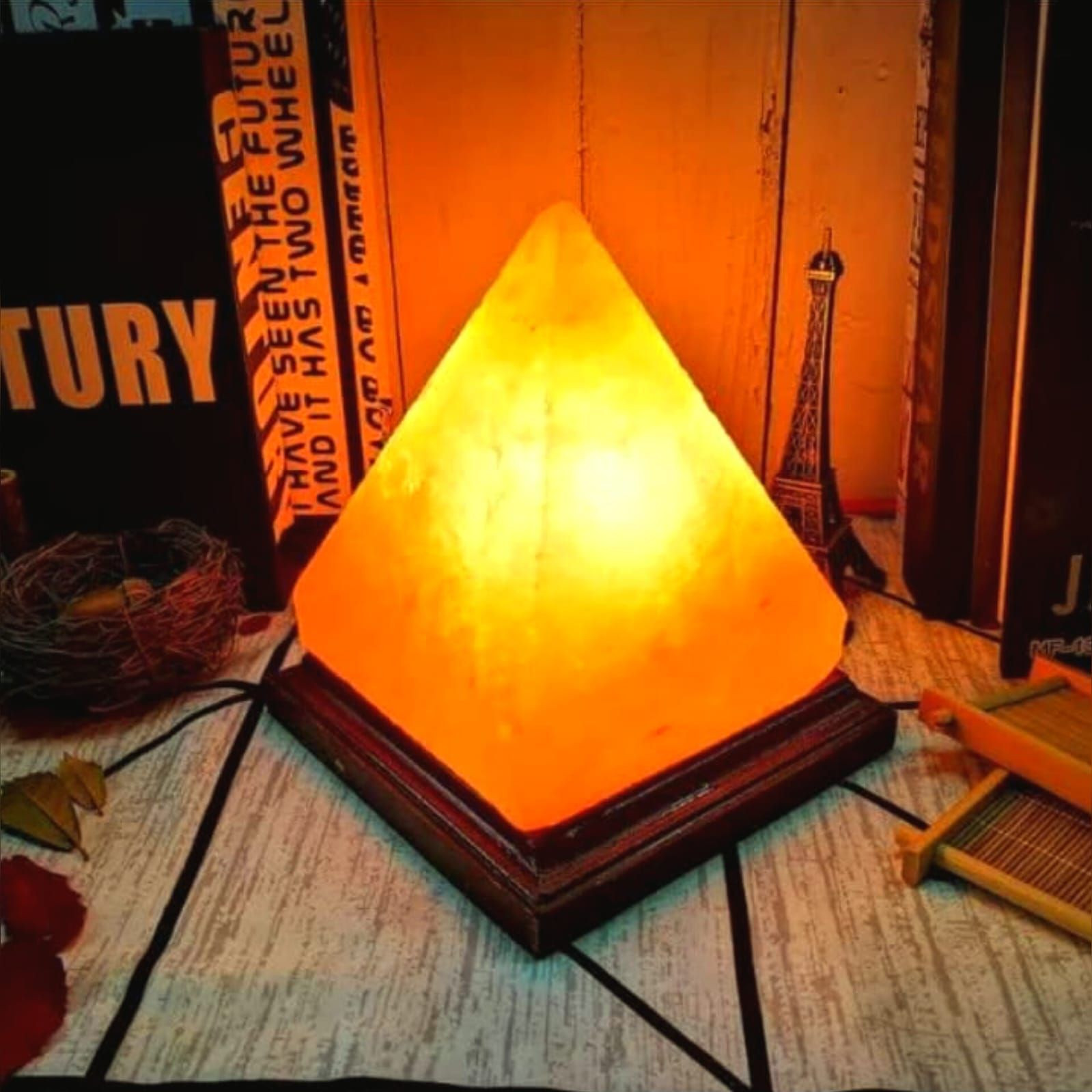 Himalayan Salt Lamp with Wooden Base, Better Bulb & USB/Wire